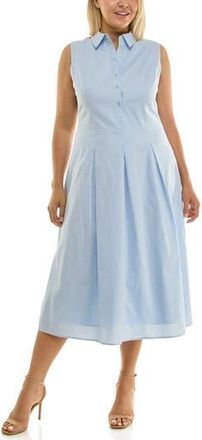 Nicole Miller Sleeveless Poplin Midi Shirtdress in Blue Aura at Nordstrom Rack, Size X-Large