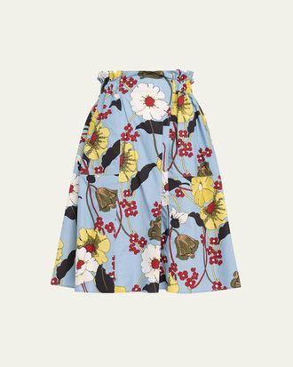 Marni Floral Cotton Flared Midi Pull-On Skirt