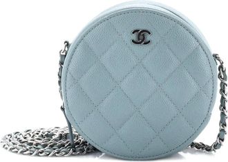 Chanel Round Clutch with Chain Quilted Caviar Mini crossbody bag - Blu