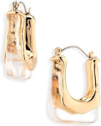 Cara Acrylic Geometric Hoop Earrings in Gold/Clear at Nordstrom Rack