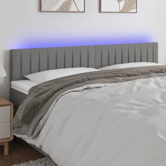 vidaXL Cabecero Con Led De Tela Gris Oscuro 200x5x78/88 Cm Vidaxl
