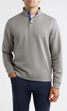 Johnnie-O Rockwells Quilted Henley Pullover in Smoke at Nordstrom, Size Xx-Large