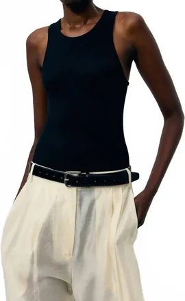 Tibi Circular Rib T Tank In Black