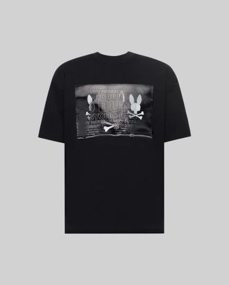 Psycho Bunny Mens Jarvis Oversized Fit Graphic Tee 001 BLACK / XL