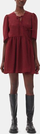 Ganni Red Sheer Tie String Wrap Dress - Size 32