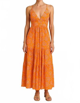 Fate Condado Tiered Strappy Maxi Dress In Orange