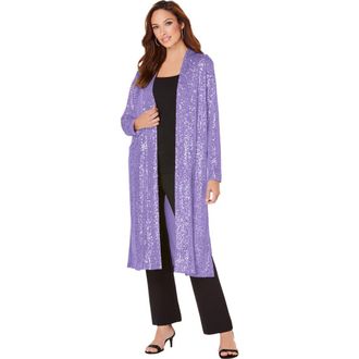 Roaman's Plus Size Sequin Duster in Vintage Lavender at Nordstrom, Size 20