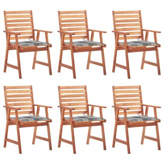 vidaXL Vidaxl - Sillas Comedor De Jard&iacute;n Y Cojines 6 Uds Madera Maciza Acacia