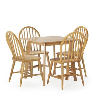 HOMN Juego de mesa 80x80 cm y 4 sillas de comedor color roble