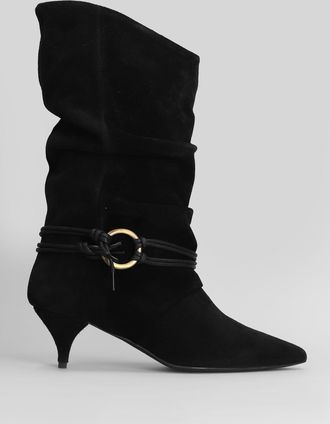 Alchimia High Heels Ankle Boots In Black Suede