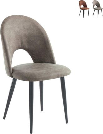 Oresteluchetta Juego De 4 Sillas De Cocina Modernas Tapizadas En Cuero Sint&eacute;tico Envejecido Bounty Old - Gris