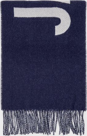 Jacquemus Cotton Scarf with Contrasting Jacquard Logo and Fringed Edges
