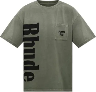 Rhude Tops, Heren, Groen, XS, Katoen, Logo Pocket Tee