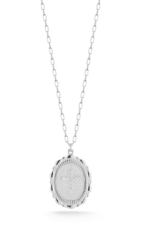 Glaze Jewelry Sterling Silver Oval Cross Necklace
