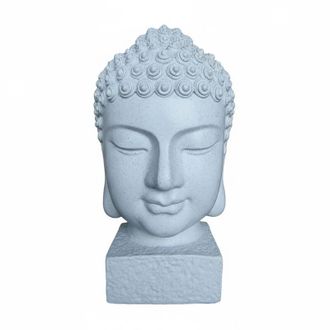 Relaxdays Relaxdays Buddha Head 70x45x45 cm - Zen decorative statue for living room & garden, weatherproof, frostproof, white