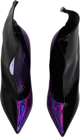 Dolce & Gabbana Womens Purple Black Pointed Ankle Boots Shoes And Leather