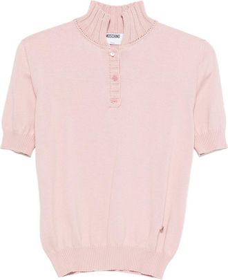 Moschino Light Pink Ribbed Tie Knit Top