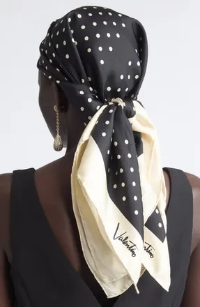 Valentino Garavani Polka Dot Silk Scarf in Black/cream at Nordstrom