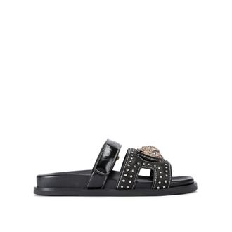Kurt Geiger Womens Patent Leather Eagle Stud Cut Out Sdl Sandals - Black - Size UK 4
