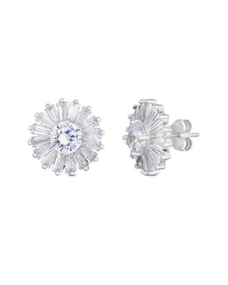 Sphera Milano 14K Over Silver Cz Round Studs
