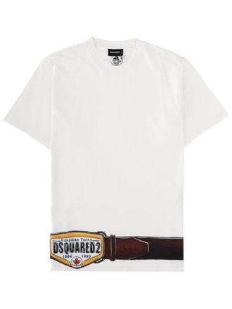 Dsquared2 Iconique White Belt Graphic T-Shirt