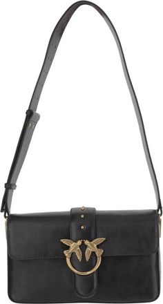 Pinko Love Birds Leren Schoudertas - Dames - Schoudertassen - Zwart - ONE Size - Leer - Tassen