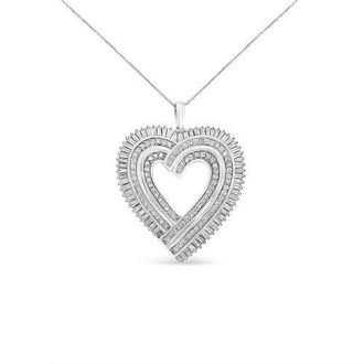 House of Brilliance Silver 1 1/4 Cttw Diamond Composite Heart Pendant Necklace in White at Nordstrom