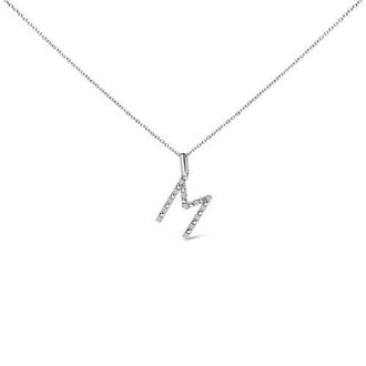 House of Brilliance Sterling Silver Diamond Accent A-Z Initial Pendant Necklace in Sterling Silver |M at Nordstrom