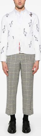 Thom Browne Straight Fit Bd L S Hemd mit Pencil Stitch Geese 4 Bar aus Nadelstreifen-Oxford