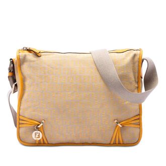 Fendi Pre-owned Fendi Zucchino Canvas F Charm Crossbody Ladies 5SJ2SPXVU4SCR2T9