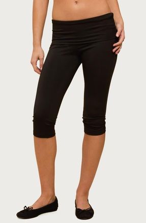 Edikted Ravena Foldover Low Rise Capri Leggings in Black at Nordstrom, Size X-Small