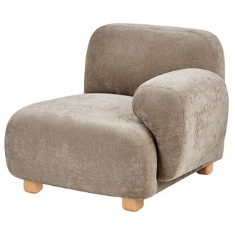 Beliani M&oacute;dulo Esquinero Izquierdo De Tela Asiento 1 Plaza Patas De Madera Repelente Al Agua Moderno Beige Amli