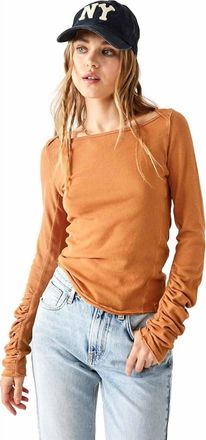 Free People Lizzy Long Sleeve Shirt In Golden Nugget