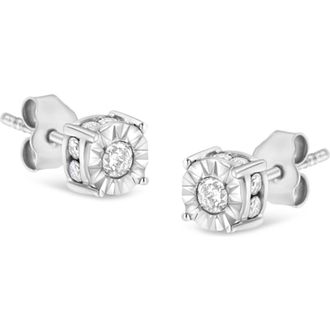 House of Brilliance Silver 1/2 Ct Miracle Diamond Stud Earring in White at Nordstrom