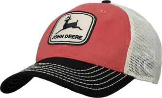 John Deere Twill Trucker Hat Mesh Baseball Cap-Ivory-Os