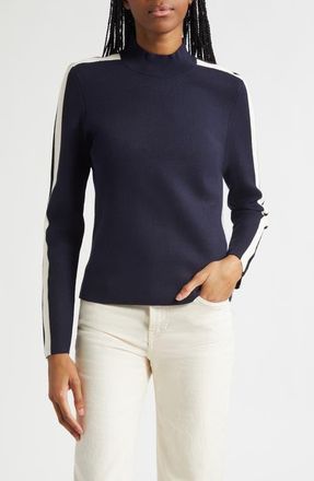 Veronica Beard Asante Side Stripe Sweater in Navy at Nordstrom, Size X-Large