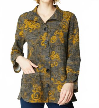 Habitat Patch Pockets Button-Up Shirt In Black/gold