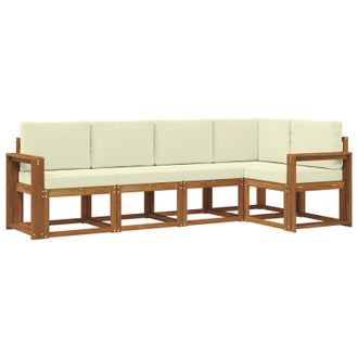 vidaXL Conjunto De Sof&aacute;s De Exterior Con Coj&iacute;n 5 Pcs Natural Y Crema Vidaxl
