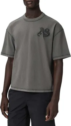 AllSaints Insignia Logo Appliqu&eacute; Organic Cotton T-Shirt in Washed Black at Nordstrom, Size Xx-Large