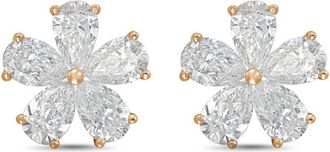 Diana M. Jewels 14kt Rose gold 8.00cts lab grown Pear shaped diamond flower cluster stud earrings