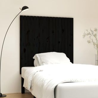vidaXL Cabecero De Cama De Pared Madera Maciza Pino Negro 108x3x110 Cm Vidaxl
