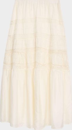LoveShackFancy Nivine Silk Lace Maxi Skirt