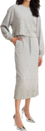 Allison New York Rhinestone Midi Skirt In Heather Grey