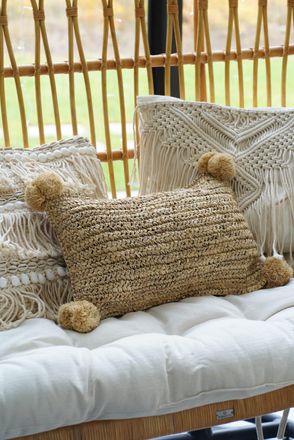 OEM Funda De Almohada Rect&aacute;ngulo Trop Con Pompones