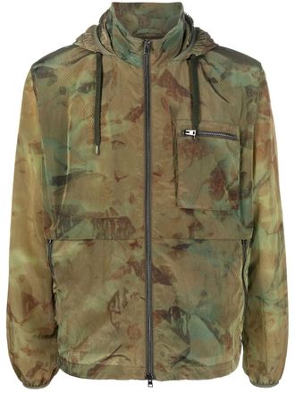 Herno camouflage-pattern hooded bomber jacket - Green