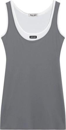 Miu Miu Korte Stretch Jersey Jurk - Dames - Korte kleedjes - Grijs - M - Kleedjes