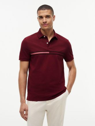 Tommy Hilfiger Mens Regular Fit Signature Flag Stripe Polo - Burgundy - XXL