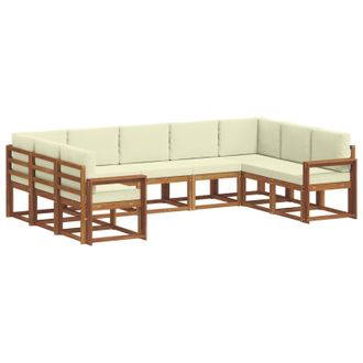 vidaXL Conjunto De Sof&aacute;s De Exterior Con Coj&iacute;n 9 Pcs Natural Y Crema Vidaxl