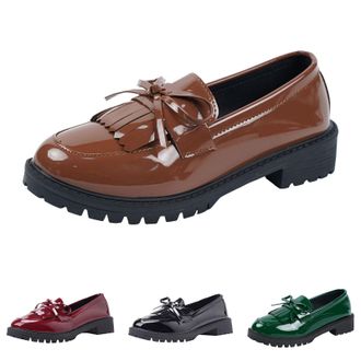 Generic Loafers for Women Platform Chunky Slip On Casual Shoes Cute Bow Tassel Vintage Comfortable Business Work Oxfords Womens Block Low Heels Round Toe Dres