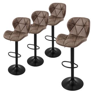 ML Design Ml-design - Juego De 4x Taburetes De Bar Tapizados En Piel Sint&eacute;tica Pu Marr&oacute;n Sillas Con Respaldo Ergon&oacute;mico Y Reposapi&eacute;s Asiento C&oacute;modo De Mostrador